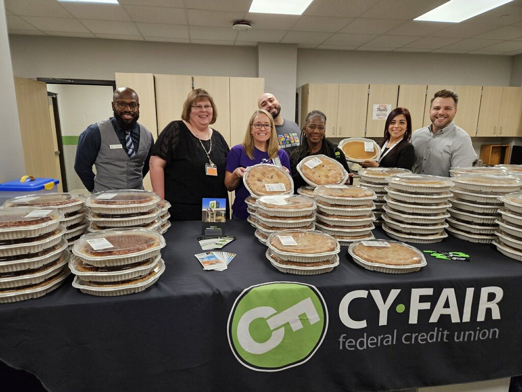 Thank you CyFair Credit Union for bringing our staff delicious pies today <a href="/BangElementary/">Bang Elementary</a>. #cyfaircreditunion