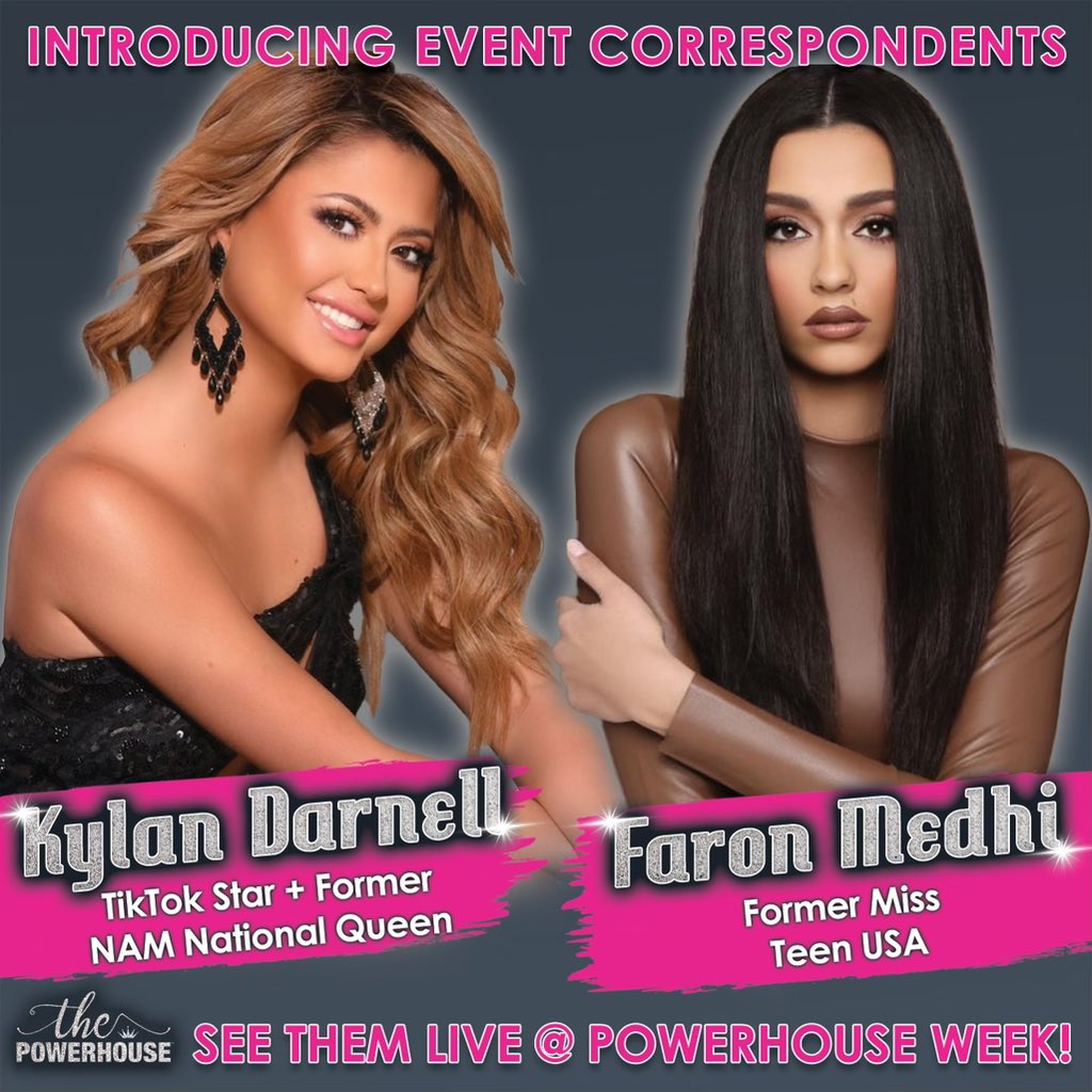 We are just 1 DAY away from the BEST WEEK EVER!!! We are so excited to announce our “Event Correspondents” for POWERHOUSE week. You will have a chance to meet social media star 🌟 and former NAM National Titleholder <a href="/kylan_darnell/">kylan_darnell</a> and former Miss Teen USA 👑 @faronmedhi.