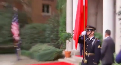 ninetails_irl's tweet photo. @catnap1013 @robertdunlap947 @POTUS right there, boomer. the amount of people who think doing this is unusual with two countries flags is far too damn high. https://t.co/nV0RytIN5A