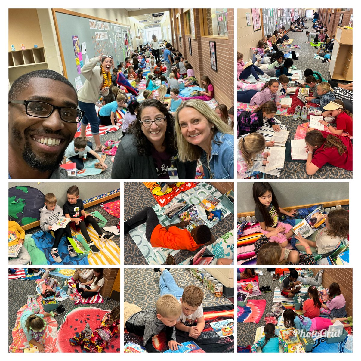 All School Beach Read In before our Literacy Family Fun Night! Great Day Rockets! 🚀🚀