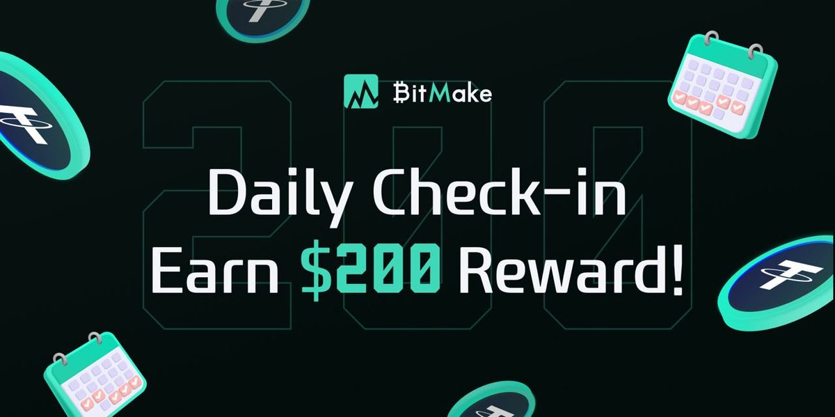 BitMake_Japan's tweet image. 🌟 #BitMake の「デイリーチェックイン」キャンペーンに参加して、最大 200 USDT 分のボーナスを獲得しましょう！

📅 期間：11月13日～11月28日

ルール：
✅毎日のチェックインと、任意の先物ペアで500 USDT以上の取引を行う