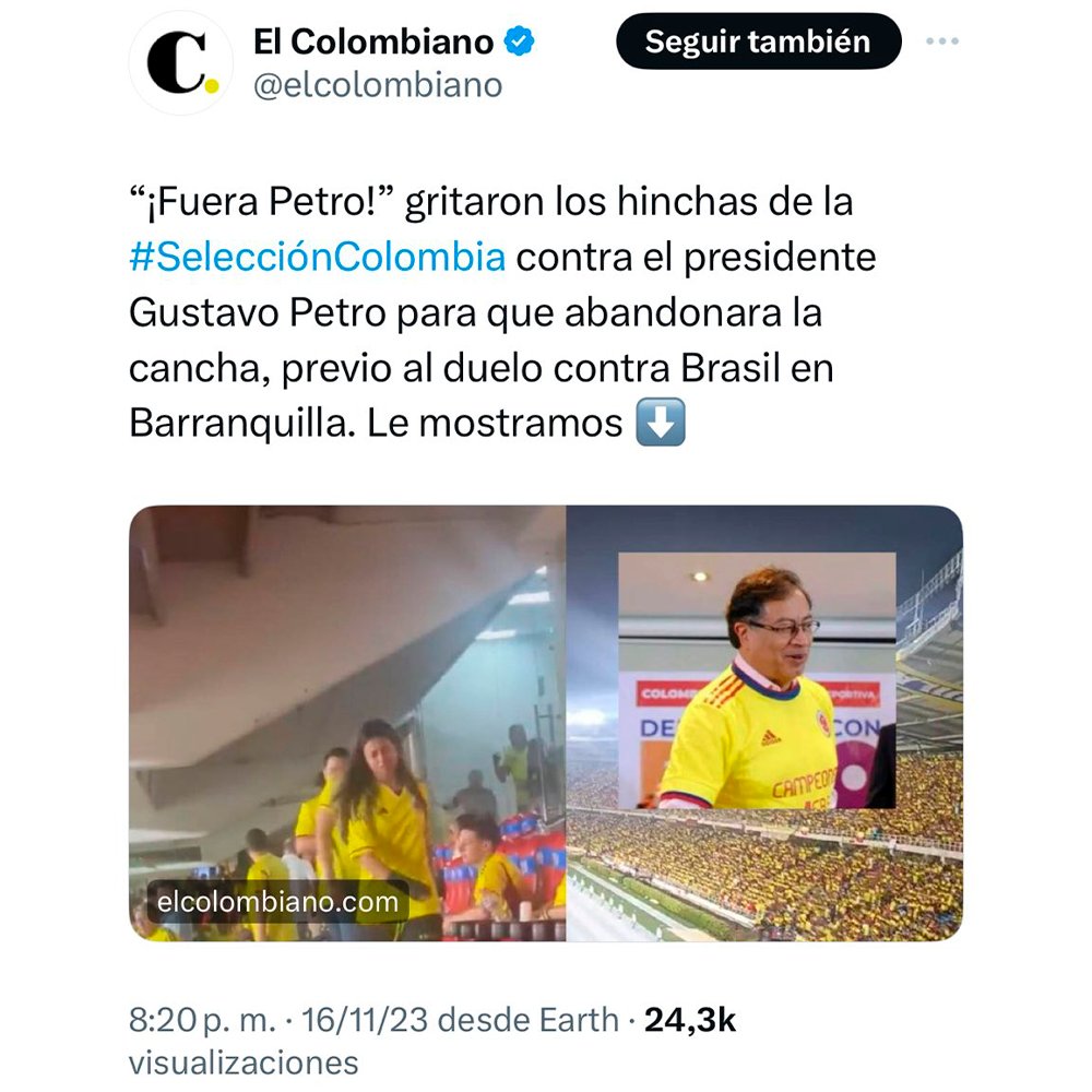 La MANIPULACIÓN mediática está llegando a otro nivel.

Después del asqueroso comportamiento violento del uribismo en el estadio de Barranquilla contra la hija menor de Petro -de 15 años-, los medios y sus periodistas corrieron a defender a los bandidos que estaban en ese lugar.