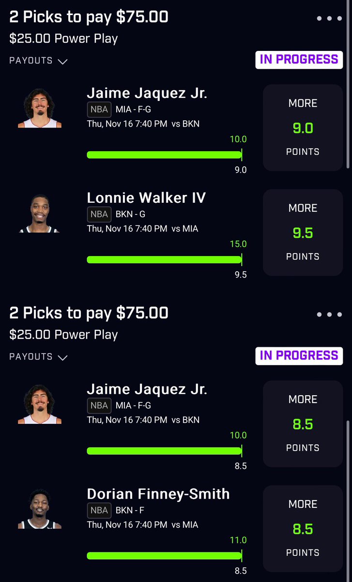 FrankingBetsx's tweet photo. Cash these both dropped in the cord🗣️✨
One game down one more to go🎯
@BagGettSupport 
#GamblingTwitter #GamblingX #prizepicks https://t.co/QLrfdLBJGS