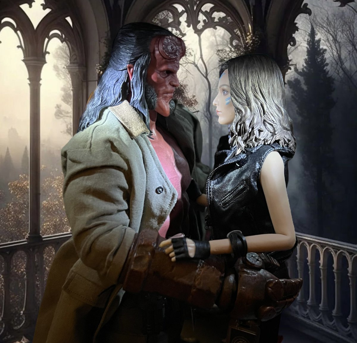 SoldierBoysGal's tweet photo. 1:6th scale Hellboy & @Hillzanora (She's Custom) together with some realistic type backgrounds, I found the backgrounds on Pinterest, I just edited them a little to fit the flow of each image, Enjoy.
#bprd #hellboy #hellboyoc #hellboyinlove #figureart #helboyslady #customfigure https://t.co/V96Zuf2uVr