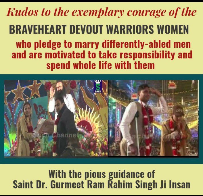 msglovers3103's tweet photo. Every girl wants her life partner to be beautiful, but #BraveheartWomen are such women who are ready to marry a disabled person. Following the inspiration of Saint MSG, many self-reliant girls have pledged to get married under this campaign. https://t.co/Oy1azbnwS6