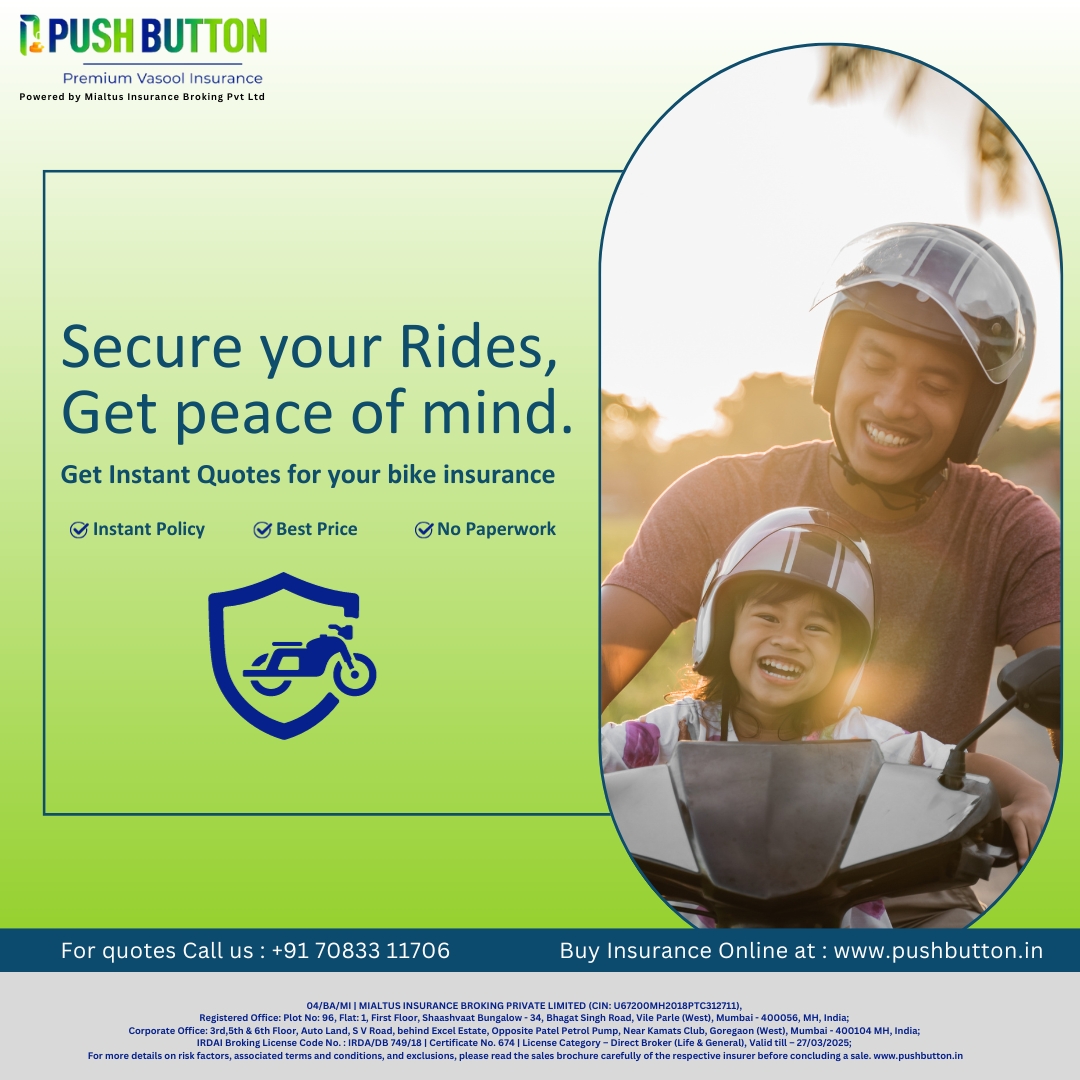 Pushbutton_ins's tweet image. Shield your ride stress-free!
Instant bike insurance quotes, quick policies, best prices, and no paperwork hassles. Your worry-free journey begins now!  
#easybikeinsurance #ridesecure #instantquote #bikeinsurance #pushbutton #PremiumVasoolInsurance