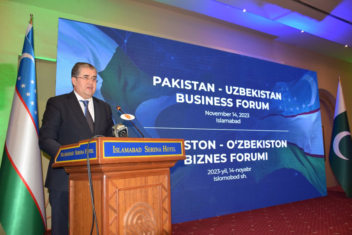 official_tdap's tweet photo. Trade development Authority of Pakistan organized 3rd Pakistan Uzbekistan Business Forum in Islamabad. The forum was attended by 30 Uzbek and 130 Pakistani business delegates. Mr. Sualeh Ahmad Faruqi, Secretary Commerce, while welcoming the esteemed delegates, encouraged the Uzbek businessmen to invest in potential areas of bilateral trade and promised to facilitate such initiatives through a conducive business environment. Ilkhom Makhkamov Rustamovich, Minister of Transport, appreciated the efforts of both Governments to boost bilateral trade especially in logistics, IT and banking sectors,  proposing a way forward to achieve the target of USD 1 billion in brief time through Pakistan-Afghanistan-Uzbekistan railway project.  Dr. Fareed Iqbal Qureshi, Secretary TDAP gave a brief overview of bilateral trade, focusing on potential export sectors of Pakistan and possible areas of trade opportunities. The event was followed by B2B meetings of business delegates from both sides.

@PakinUzbekistan @mincompk