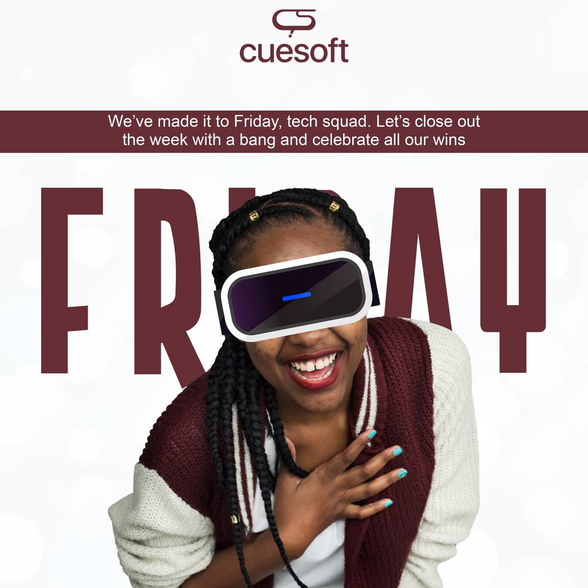 cuesoftinc's tweet image. 🚀 Made it to Friday with tech triumphs! 🌐 This week, we conquered coding challenges, pioneered innovative solutions, and celebrated teamwork at Cuesoft . From lines of code to moments of brilliance, our journey continues to redefine the future! 💡👩‍💻 #TechWins #InnovationJourney