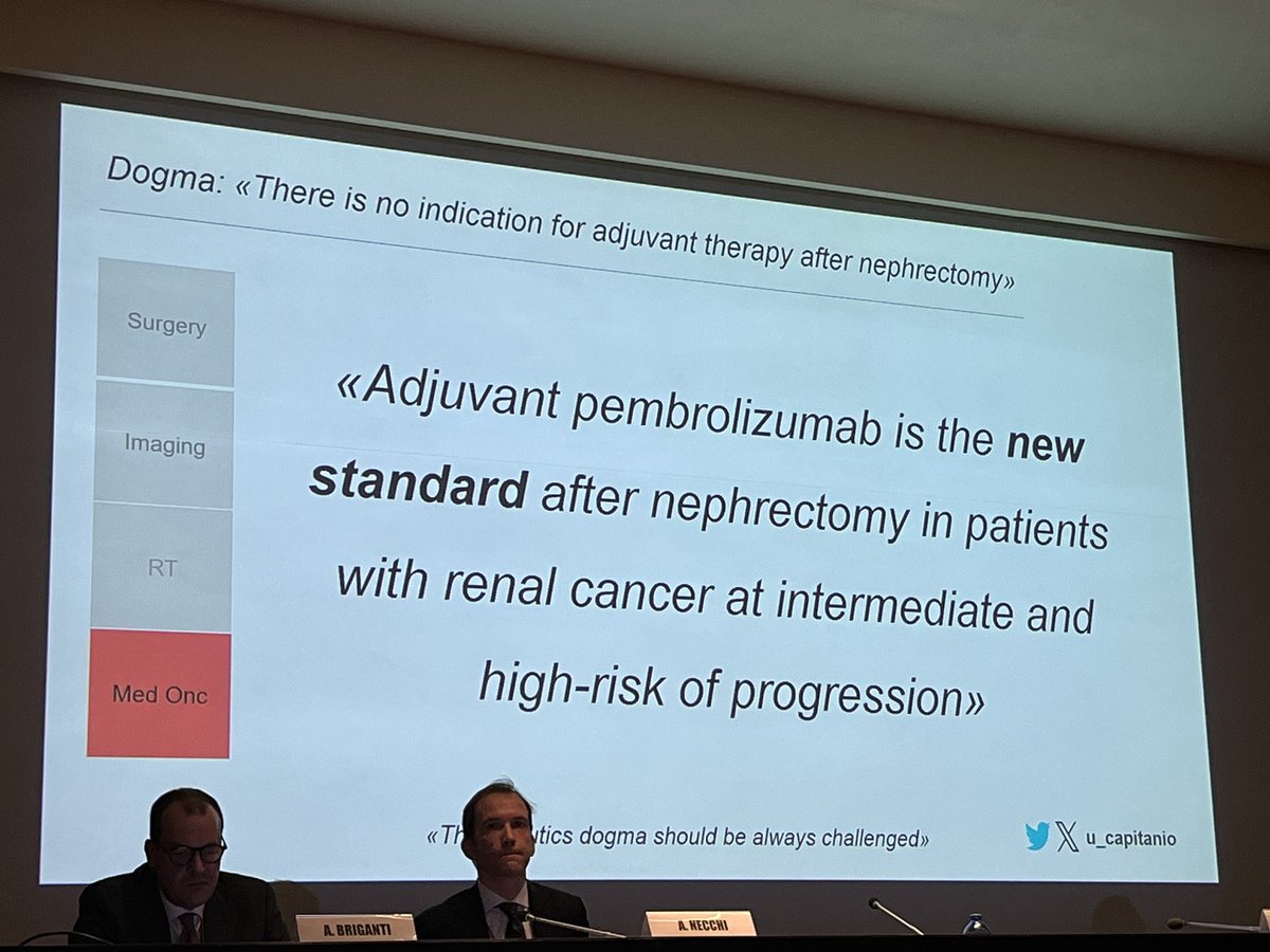 @u_capitanio gives fantastic talk on RCC challenging dogmas across disciplines:Uro/Rad/Med Onc/imaging! @neerajaiims @shilpaonc @AndreaNecchi @DrChoueiri @SpiessPhilippe @y_loriot @DrYukselUrun @AlbigesL @montypal @DrRanaMcKay @mtsiatas @KidneyCancer @CMercinelli @DanieleRaggi83