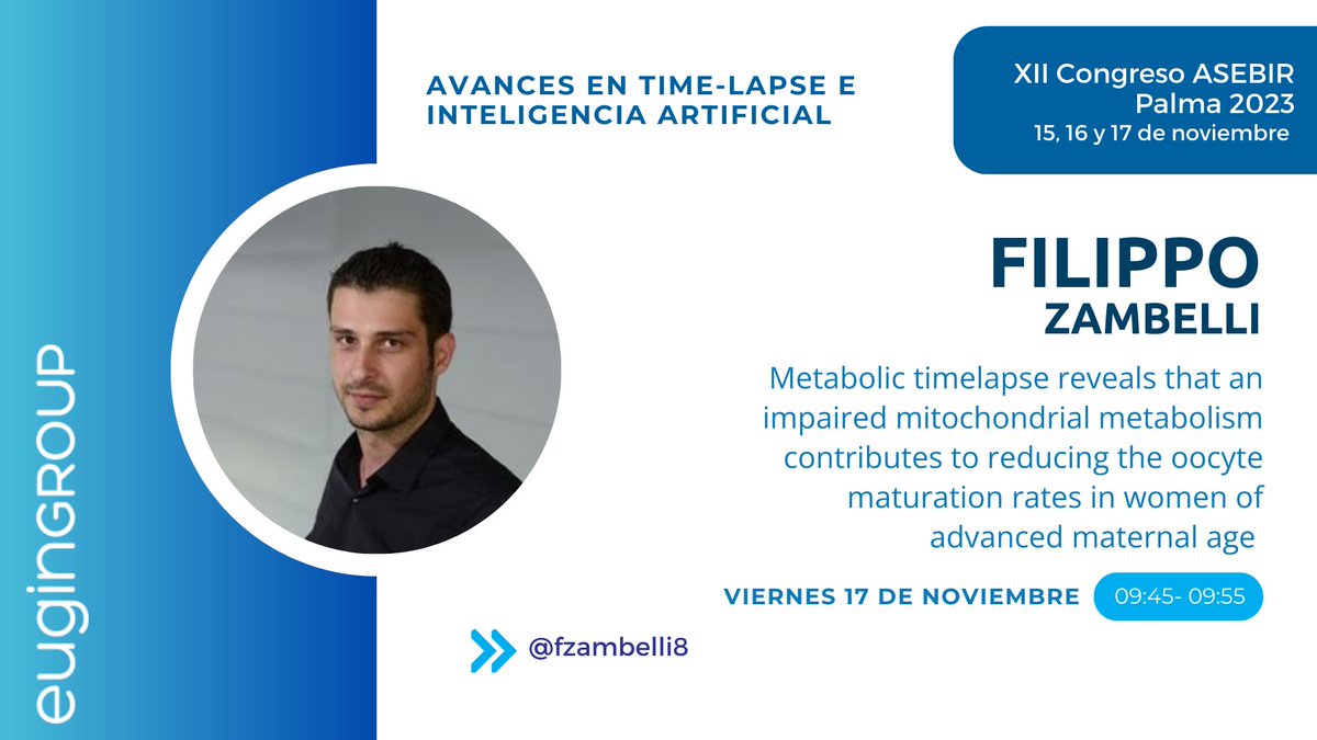 Tercer y último día del Congreso ASEBIR. Hoy empezamos la jornada con la presentación del
Dr. @fzambelli8 en el apartado "Avances en Time-Lapse e inteligencia artificial".
⏰️9:45h
<a href="/ASEBIRreprod/">ASEBIR</a> #ReproducciónAsistida #Embryo