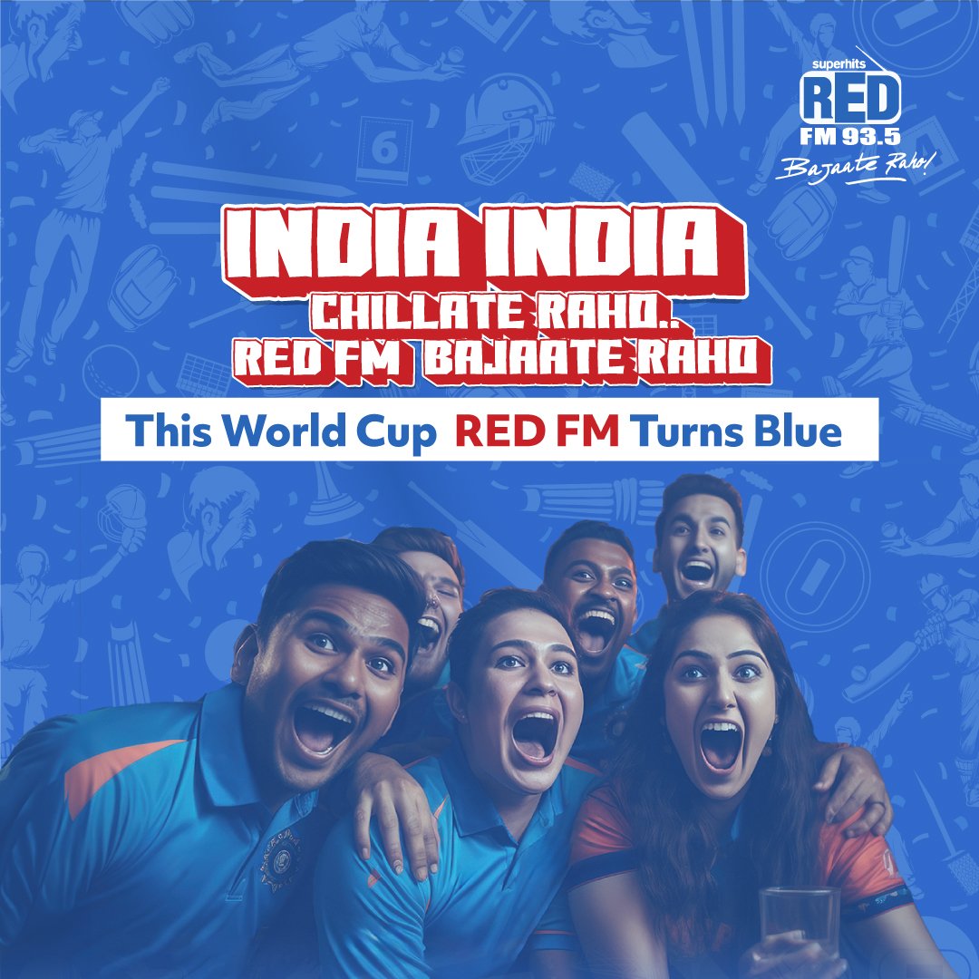 rjrajredfm's tweet photo. Red FM turns blue in support of the Indian cricket team at the ICC Men's Cricket World Cup. It is a testament to our unwavering support for Team India, We invite you to join us in cheering for our cricketing heroes! Toh "India India Chillate Raho, Red FM Bajaate Raho!" https://t.co/l486DBx7RO