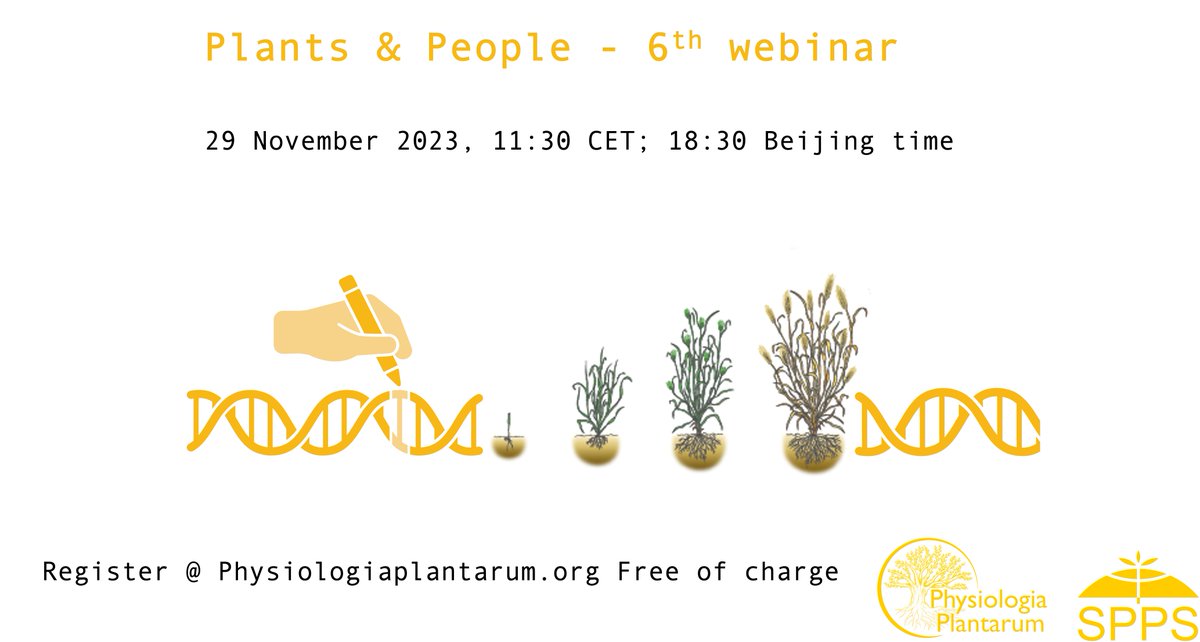 Welcome to the 6th Connecting Plant &amp; People Webinar on 'Trends in Crop Improvement &amp; Development' 

Register for free and check out the program at bit.ly/3QGDRX2 

<a href="/PlantSpps/">Scandinavian Plant Physiology Society - SPPS</a> <a href="/wileyplantsci/">Wiley Plant Science</a> #webinar #Cropimprovement #Plantdevelopment #Plantscience