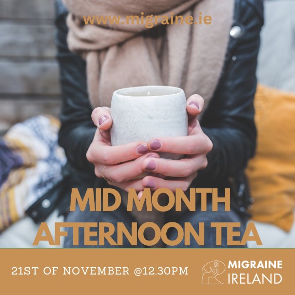 pascal_derrien's tweet image. Migraine Ireland Mid Month Afternoon Tea

The next session will place on Tuesday the 21st of November 2023 at 12.30pm for an hour via Zoom, 
Afternoon Tea is a safe place to come and chat about your experience with migraine : lnkd.in/eMvJZ4YR

#Lunchtimetalks