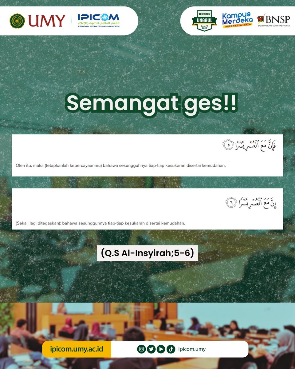 Yok dimulai pelan pelan ges!. Jangan menyerah ingat  disetiap kesulitan pasti ada kemudahan.

#fridayquotes #ipicom #kpiumy #umyogya
