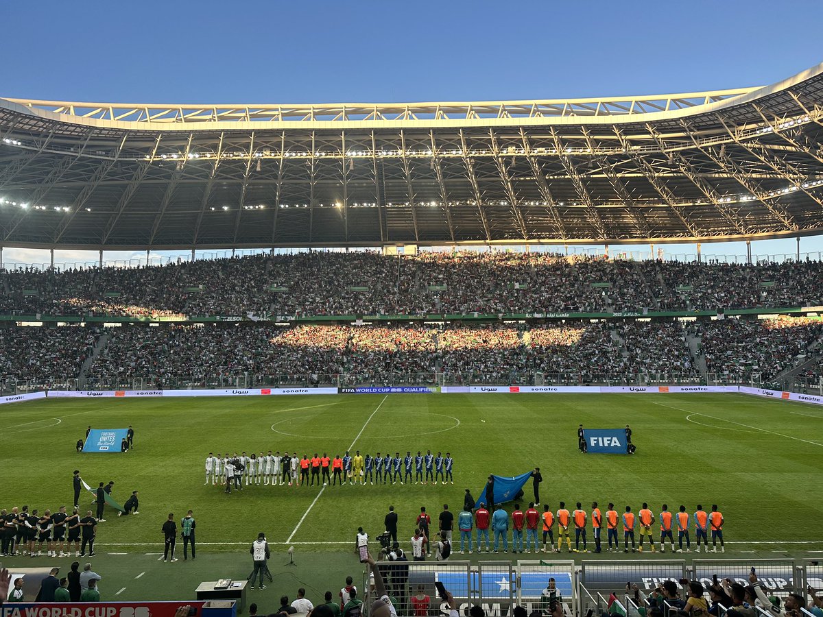 Great to see the fennec foxes live in a very impressive Nelson Mandela stadium, Algiers. They beat Somalia 3-1 in their opening WC qualifier 🇩🇿