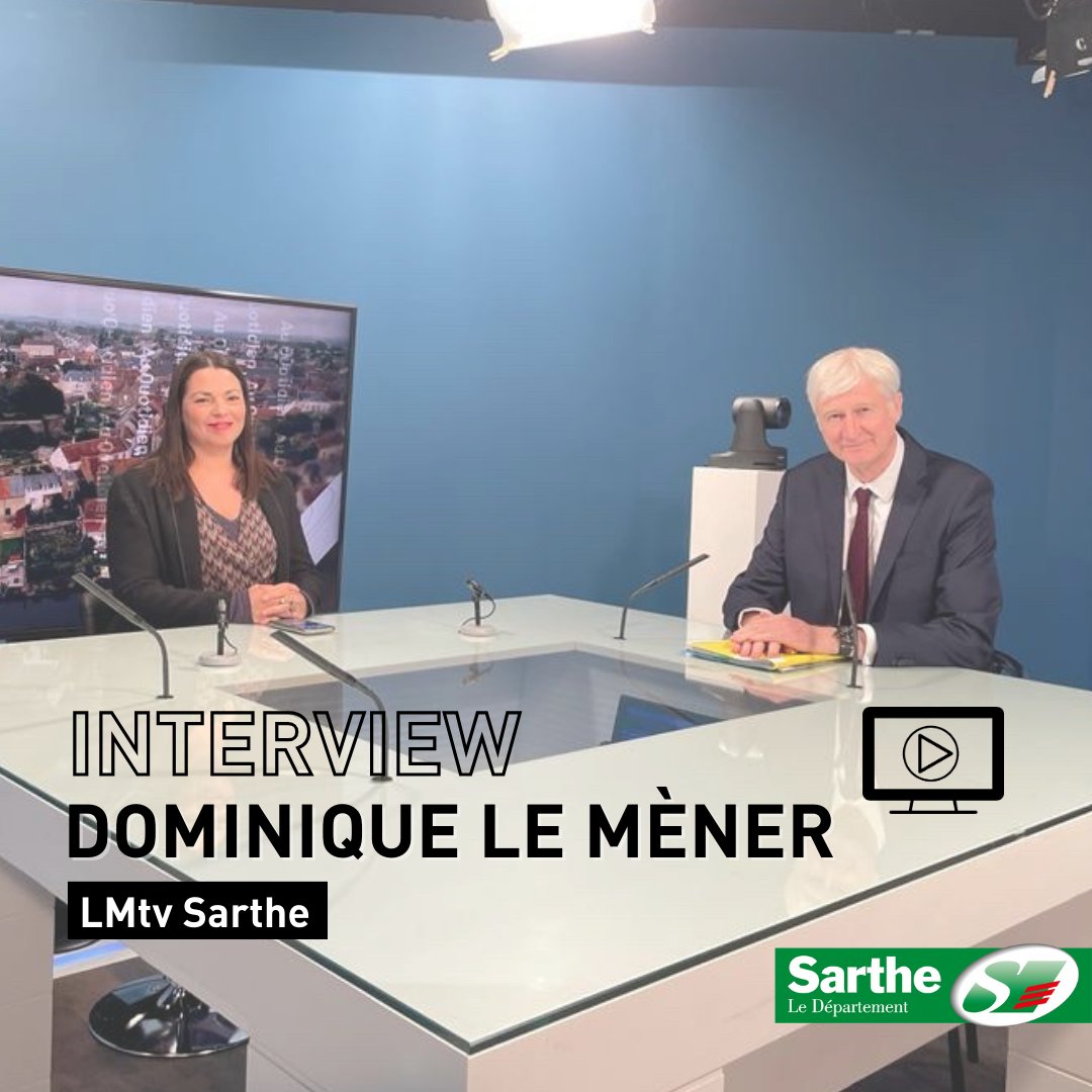 Département de la Sarthe (@sarthefr) on Twitter photo Retrouvez l'interview de Dominique Le Mèner, Président du Conseil départemental de la #Sarthe, sur le plateau de <a href="/LMtvSarthe/">LMtv Sarthe</a>.
📽️Une interview à retrouver à partir de 5min▶️youtube.com/watch?v=KLF1qR… Retrouvez l'interview de Dominique Le Mèner, Président du Conseil départemental de la #Sarthe, sur le plateau de <a href="/LMtvSarthe/">LMtv Sarthe</a>.
📽️Une interview à retrouver à partir de 5min▶️youtube.com/watch?v=KLF1qR…