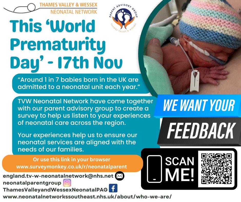 TVWNeonatal's tweet photo. We have come together with our parent advisory group to create a survey to help us listen to your experiences of neonatal care across the region. Please help us share our neonatal survey with your neonatal families💜#WorldPrematurityDay2023  https://t.co/M9l7ctRIMz https://t.co/JyYH4Ronhm