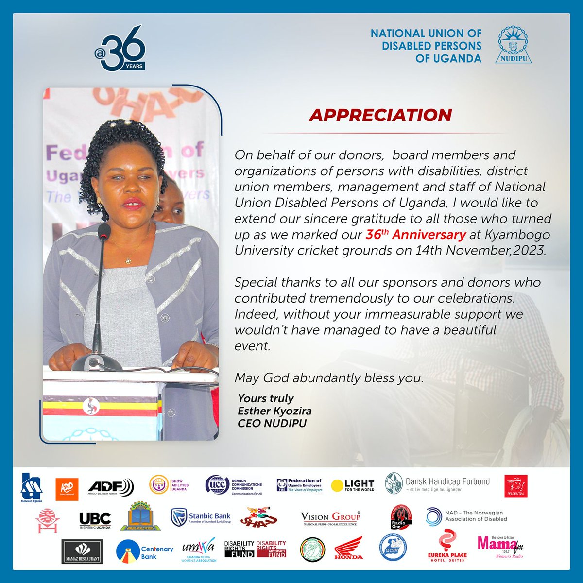 We extend our gratitude to all those who turned up to mark our notable event as we celebrated our 36th anniversary. To those who contributed both financially & materially we value your contributions. Not forgetting the exhibitors, you added meaning to the event. @Mglsd_UG