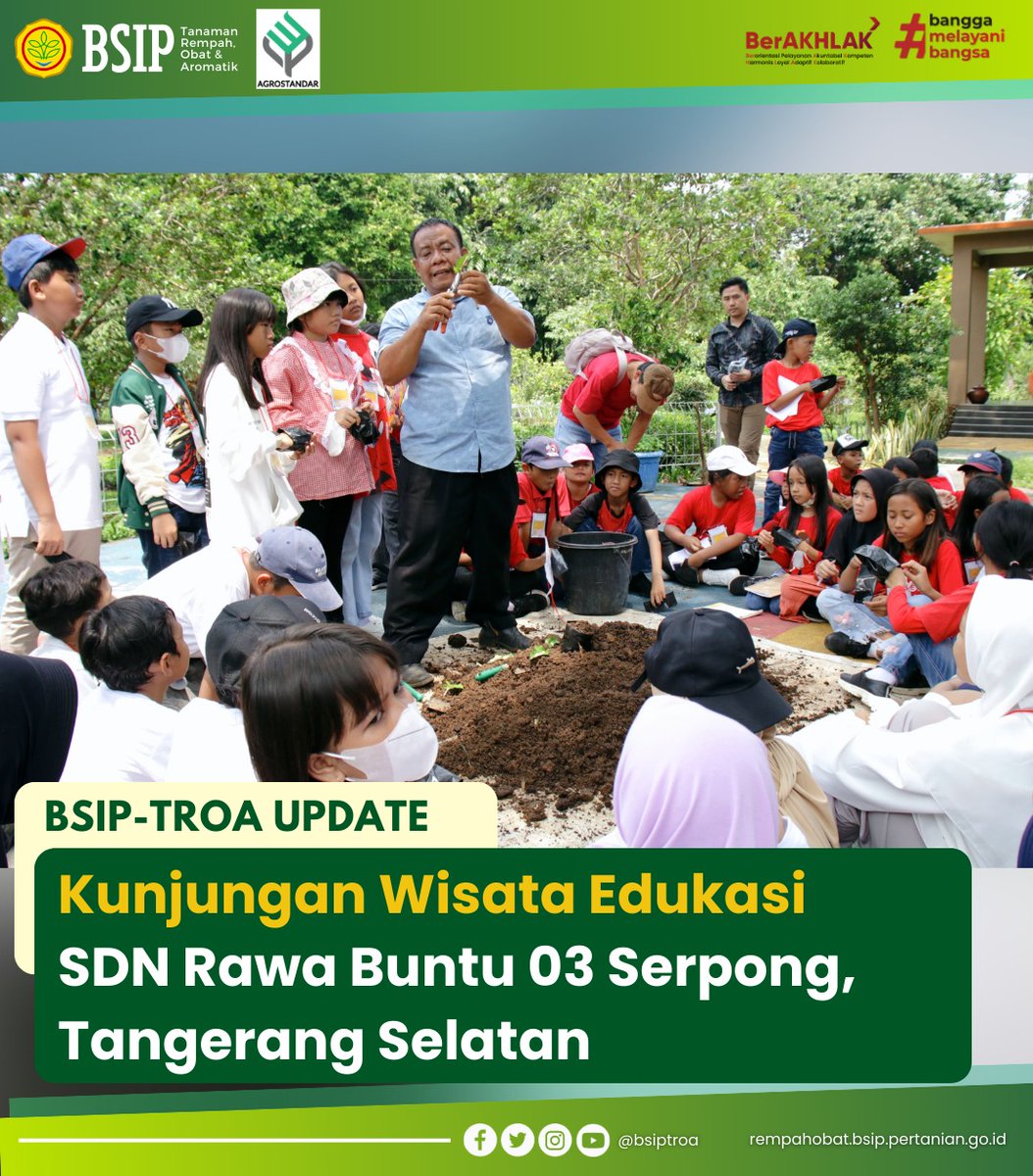 brmprempahobat's tweet photo. Jumat (17/11) BSIP-TROA menerima kunjungan dari SDN Rawa Buntu 03 Serpong, Tangerang Selatan. Dalam kunjungan ini diikuti 150 peserta yang tediri dari murid dan guru pendamping.
#agrostandar
#bsiptroa
#majumandirimodern https://t.co/e1AstUYZW5