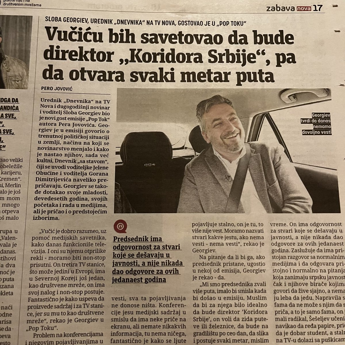 pero_jovovic's tweet photo. Štampano izdanje @novarsonline sa @SlobaGeorgiev 🚘 #poptok https://t.co/1FPHmggekC
