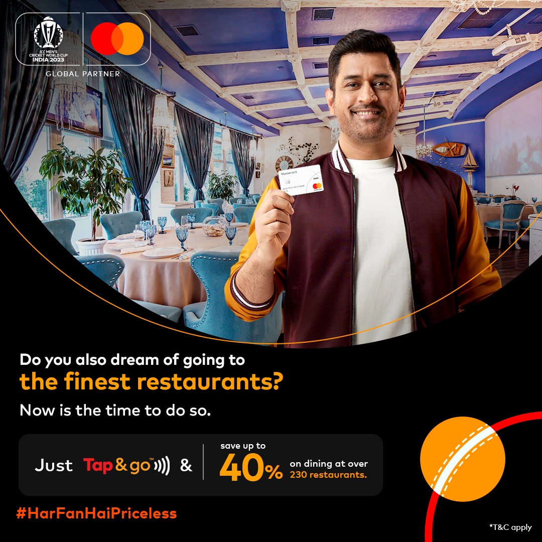 mastercardindia's tweet photo. Count memories, not calories when it comes to great food and irresistible discounts.

Just, Tap & go with your Mastercard, and you get up to 40% discounts on dining at over 230 outlets.

Offer ends in 2 days. What are you waiting for?

#DiningCup #Mastercard #TapAndGo #Discounts #Dining #HarFanHaiPriceless