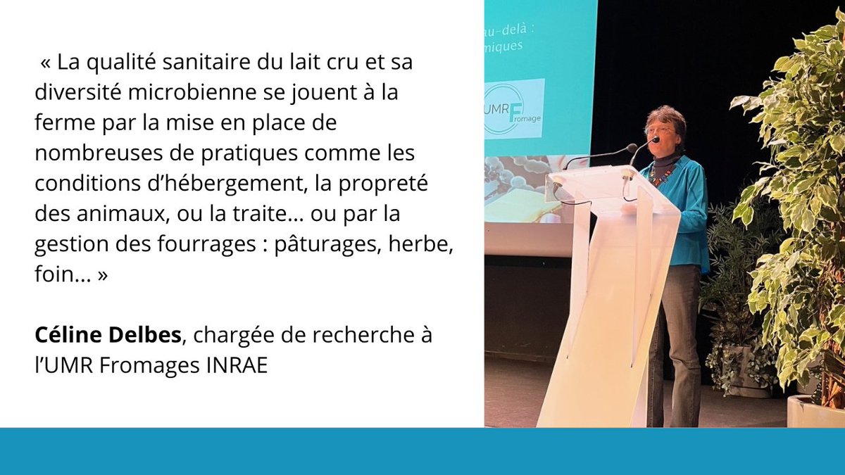 [Colloque🧀 #laitcru] Il faut avoir une approche systémique de la prairie, aux modes d'élevage jusqu'à la consommation pour évoquer la microbiodiversité du lait cru. Le lien au sol des fabrications fromagères (le goût) prend tout son sens au regard des avancées scientifiques.