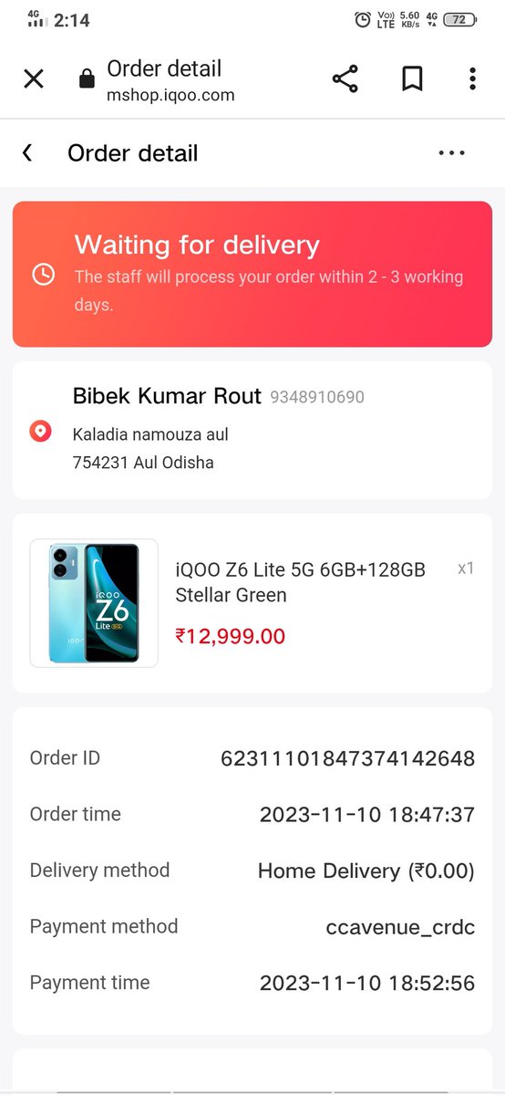 Cryptosuru1's tweet photo. @iQOOGlobal 
@IqooInd 
I have ordered this phone since 10 nov 
Not yet Shipped
Such a irresponsiblilty
Just telling it will ship tomorrow since 5 days https://t.co/OYHL4tHAtP
