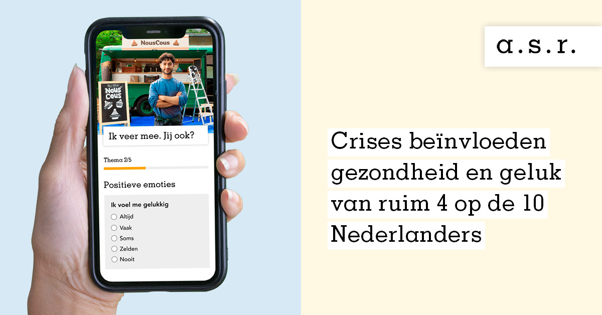 Uit eigen onderzoek blijkt dat crises binnen en buiten Nederland de gezondheid en het geluksgevoel van ruim 4 op de 10 Nederlanders beïnvloeden. Veerkracht blijkt een belangrijke factor hierbij te zijn. asrnederland.nl/nieuws-en-pers…