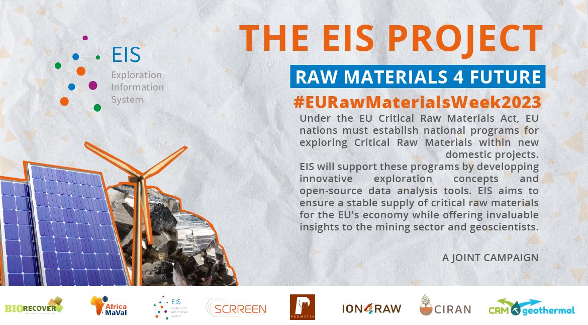 EU's CRM Act drives CRM exploration and resource mapping. 🌍🔍
 
EIS: 17 partners innovating to secure critical raw materials for the EU. Open-source tools for mining and geoscience. Discover EIS➡️eis-he.eu
#RawMaterialsWeek #RawMaterials4Future #CRM #RawMaterials