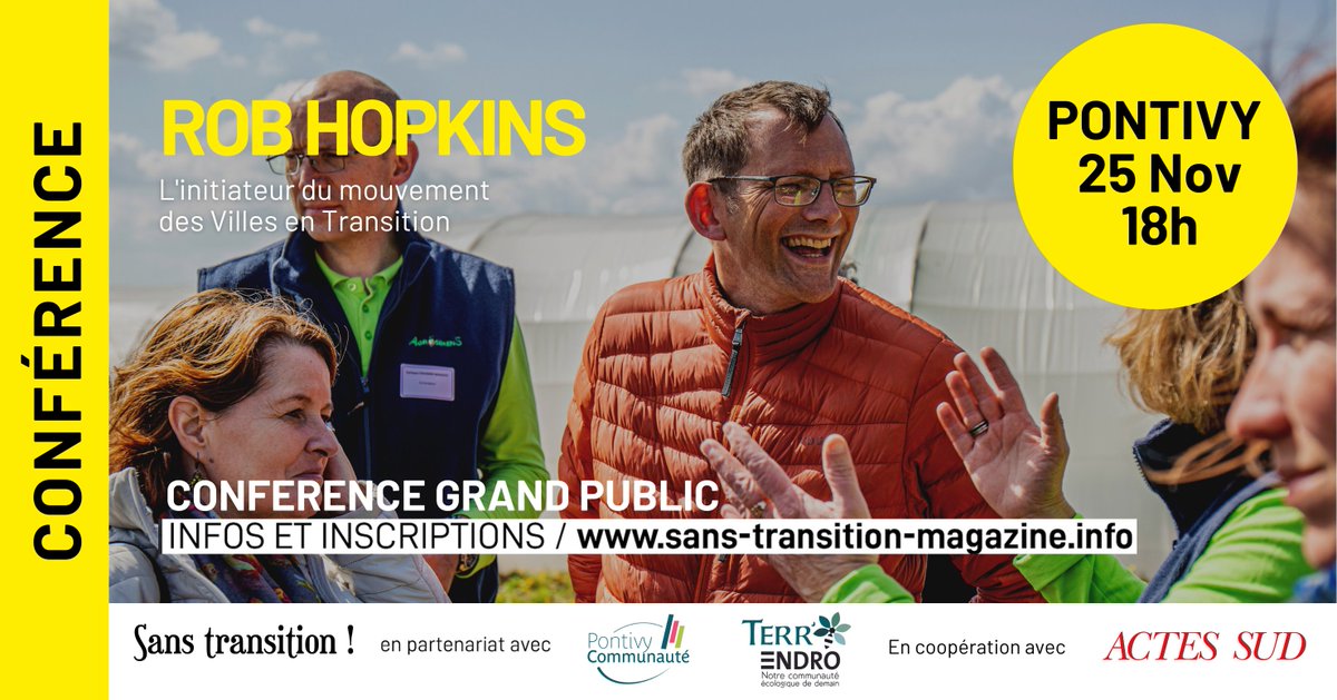 | FORUM TERR'ENDRO 🌱 | Venez rencontrer Rob Hopkins ! L'écologiste britannique, co-fondateur du mouvement "villes en transition" fait étape à Pontivy le temps d'une conférence 📢
👉Plus d'information : pontivy-communaute.bzh/actualites/con…
📆25 nov / 18h-20h
📍Palais des congrès Pontivy