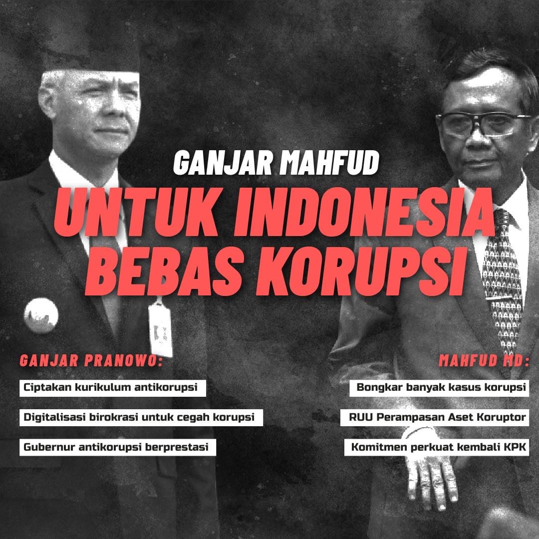 Mengapa mereka TAKUT dgn Ganjar-Mahfud? Karena hanya Ganjar Mahfud paling SERIUS benahi HUKUM : ✅️ Kurikulum Anti Korupsi ✅️ Digitalisasi birokrasi ✅️ Gubernur Antikorupsi Berprestasi ✅️ Bongkar kasus Korupsi ✅️ RUU Perampasan Aset ✅️ Perkuat KPK #GanjarMahfud2024