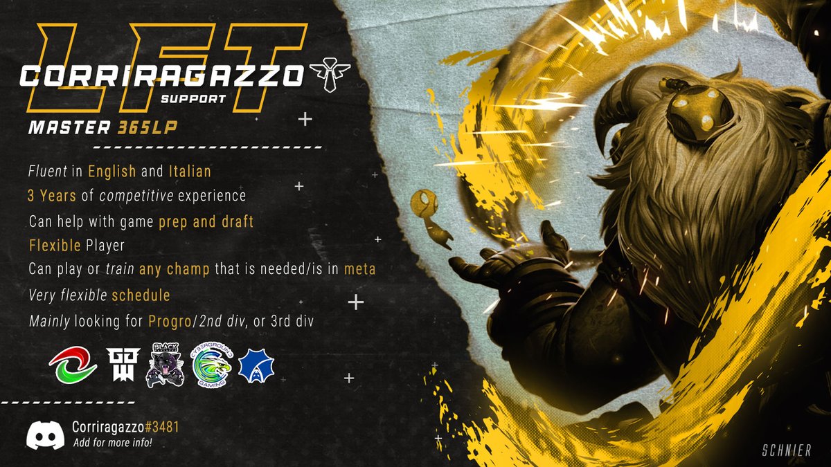 After a small split with <a href="/Zena_Esports/">Zena Esports</a> in @WGR_LPLOL  im once again lft, graphic is a lil old but i am more than open to give you whatever more infos you'd need, im open to every Tryout and offer! 
references:  <a href="/ZxDezo/">DezoZX</a> @ZNE_Marchi 
❤️and retweets appreciated.