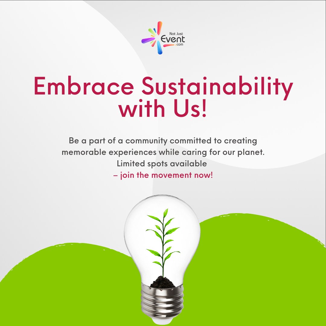NotJustEventHQ's tweet image. Calling all sustainable brands! 🌱 Join our waitlist and let's create eco-friendly event experiences together. 

#SustainablePartnerships #EcoFriendlyEvents #NotJustEvent #podcastandchill
#bbcqt #FridayFeeling #fridaymorning #everythingchooky #EliminacaoAFazenda #AUSvsSA