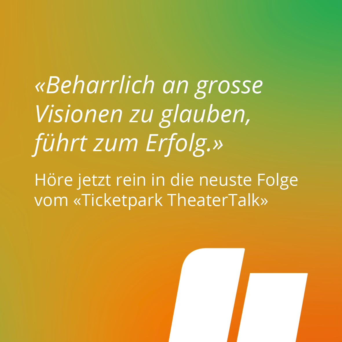Neue Folge!
Warum braucht das Volkstheater ein Festival? Thierry Ueltschi, Präsident #Volkstheaterfestival, erzählt, wie aus einer Bieridee ein einzigartiges Angebot für Theaterschaffende entstanden ist.

🎧 Höre jetzt rein: ticketpark.ch/theatertalk/

#Ticketpark #TheaterTalk