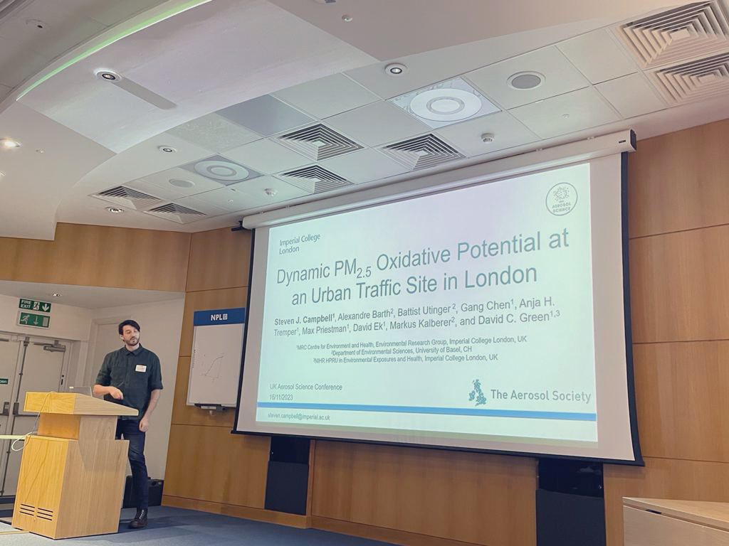 stevejcampbell_'s tweet photo. Great first day yday at @AerosolSociety UK Aerosol conference 2023. Was exciting to present preliminary results from our recent summer campaign measuring PM2.5 #oxidativepotential at high time resolution in central London https://t.co/zEuKcQyxBC