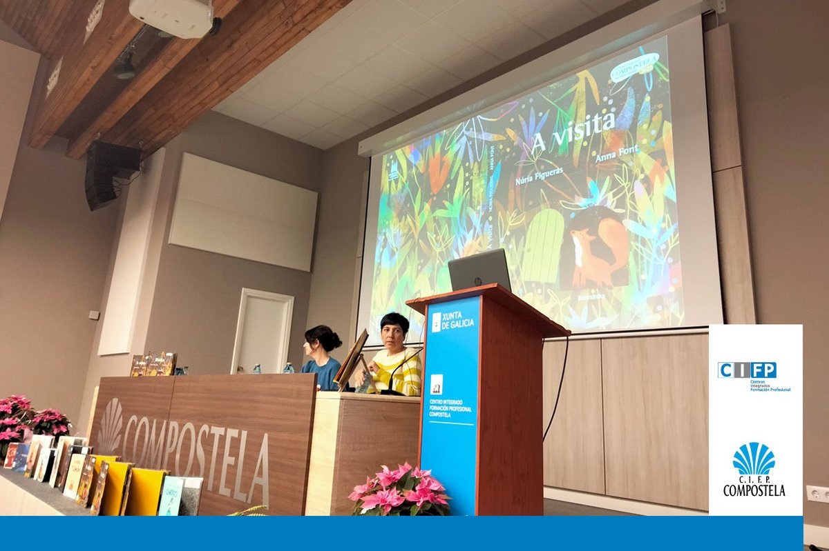 CIFPCOMPOSTELA's tweet image. Hoxe no CIFP, ten lugar o encontro coas autoras Núria Figueras e Anna Font, gañadoras do Premio Compostela de Álbum Ilustrado por &apos;A visita&apos; 🏆📖✨. Un pracer recibilas no noso centro!