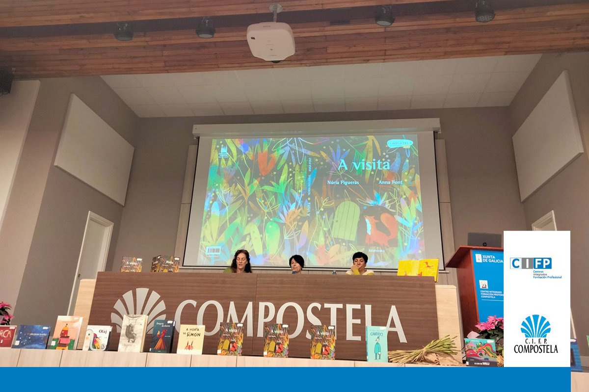 CIFPCOMPOSTELA's tweet image. Hoxe no CIFP, ten lugar o encontro coas autoras Núria Figueras e Anna Font, gañadoras do Premio Compostela de Álbum Ilustrado por &apos;A visita&apos; 🏆📖✨. Un pracer recibilas no noso centro!