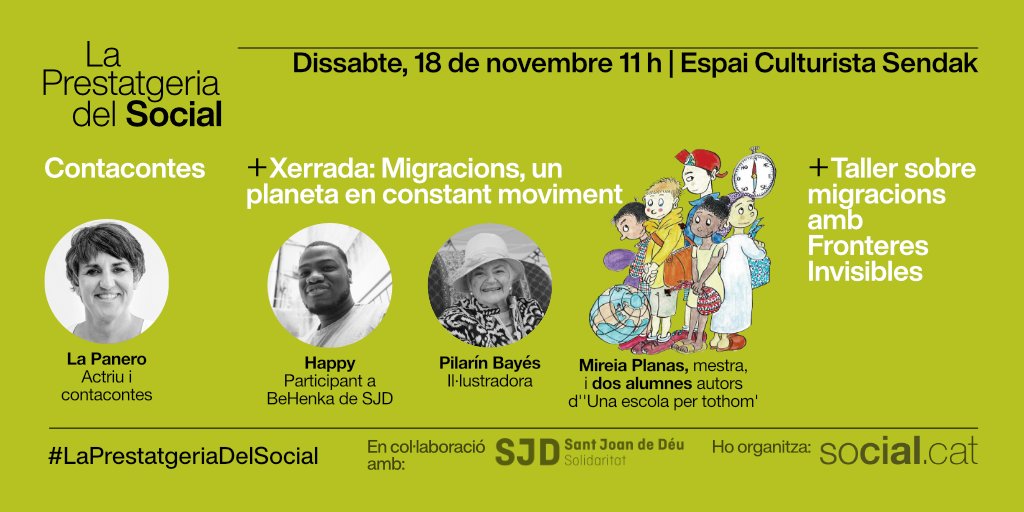 📅 Demà presentarem el llibre del #PremiPilarínBayès 'Contes de migracions' a l’Espai Culturista Sendak, en el marc de les activitats de #LaPrestatgeriaDelSocial que organitza <a href="/socialpuntcat/">Social.cat</a>.

📖 Hi haurà contacontes, taula rodona i un taller amb <a href="/frinvisibles/">Fronteres Invisibles</a>! No t'ho perdis 🙌!