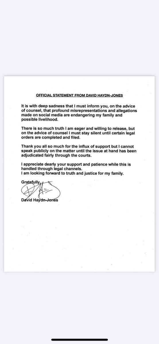 David’s official statement