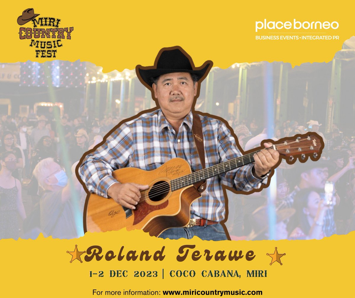 MiriInSarawak's tweet photo. Ready to jam with Roland Terawe at Miri Country Music Fest 2023? Reserve your spot now - space is limited. Don't miss the chance to catch him live at Miri Country Music Fest 2023! π·π· π· #MiriCountryMusicFest2023 #MCMF2023 #10YearsWithMCMF #YeeHaw https://t.co/RTQmnUmdqM