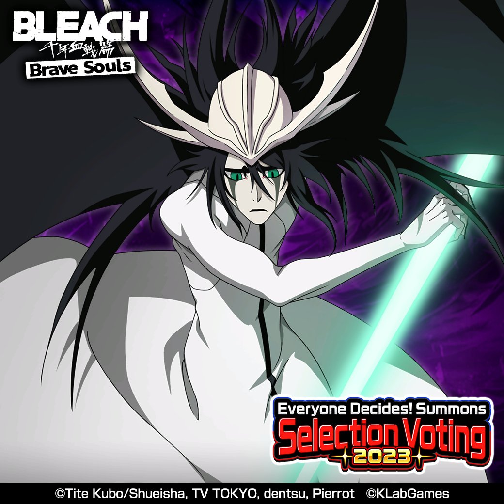 bleachbrs_en's tweet photo. Everyone Decides! Summons Selection Voting 2023 Round 2!
Like or Repost this post to vote for Ulquiorra (The Unleashed version)!
Until 11/20 3:59 pm JST!
Details▼
https://t.co/dTEuV650UC

Play Video
https://t.co/HbC0X2SUb6

#BraveSouls https://t.co/Z8qfSYRiPY
