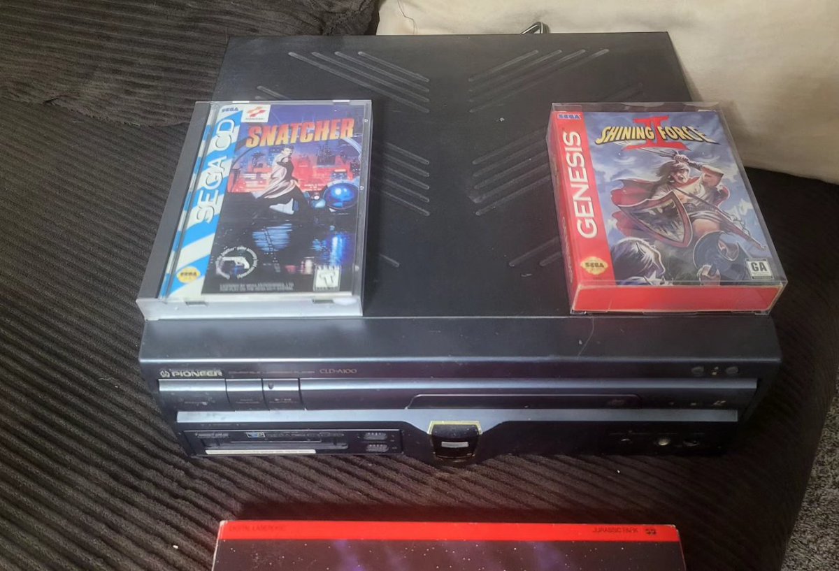 One of my favorite items in the collection. You can watch your favorite film on LaserDisc, enjoy some Shining Foce II for the Genesis, or kick back with one of the best SegaCD games, Snatcher. The Pioneer LaserActive (CLD-A100) was the pinnacle of high-end gaming in the 90s.