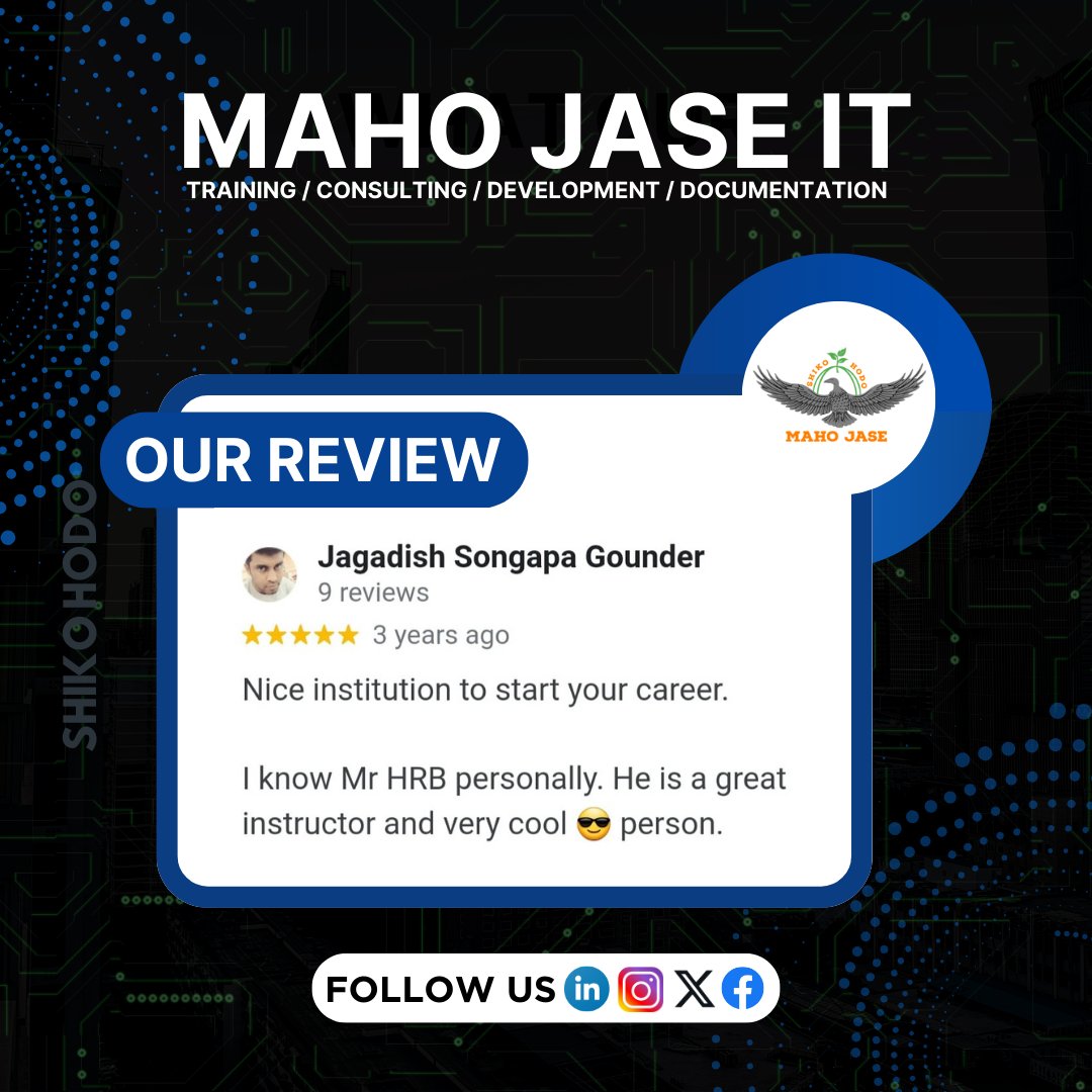 mahojase's tweet photo. Our Review ⭐

#mjit #review
#googlereviews
#ourreview
#mahojaseit
#technicalcourse #training #development #documentation #consulting #Thankyouforreview https://t.co/rmeNTsroye