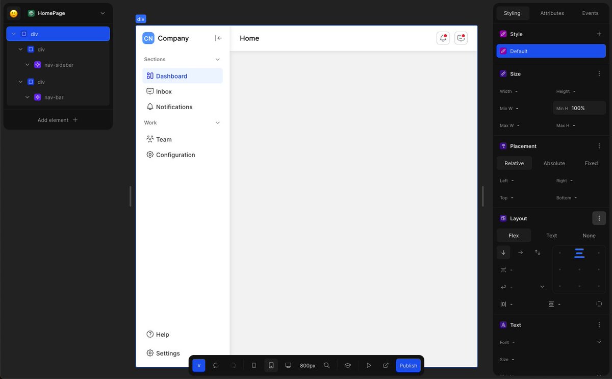 victorlowcode's tweet image. Imaging an experience like creating components and interfaces with Figma, but with the ability to turn them into real web apps.
It's called @toddledev 🔥
I'm having a great time creating components and giving them attributes for great customization.