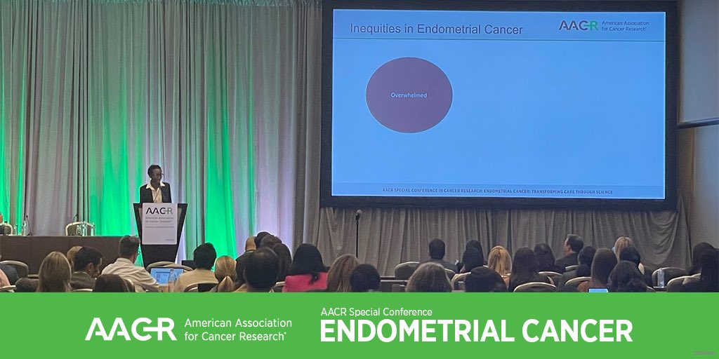 RiosDoriaMD's tweet photo. Here in 📍Boston for #AACRec23!
What a privilege it is to be in the audience listening to one of my research mentors, Dr. @KemiDoll, give her talk “The Future of Endometrial Cancer Research: Progress and Purpose”
Her talk highlighted the disparities of Black women with #EndometrialCancer. There are so many reasons for why this may be, but one of the many striking slides in her presentation was the graph describing the overlapping vulnerability and underlying risk in care delay within endometrial cancer.
An excellent keynote to kick off this meeting!
@UWashOBGYN @UWMedicine @fredhutch @SwisherLiz @BarbaraAGoff @SGO_org @ECANAwomen @AdrienneEcana @gyncsm @AACR #gynoncology #disparities @SarahAckroydMD @VeeMuj