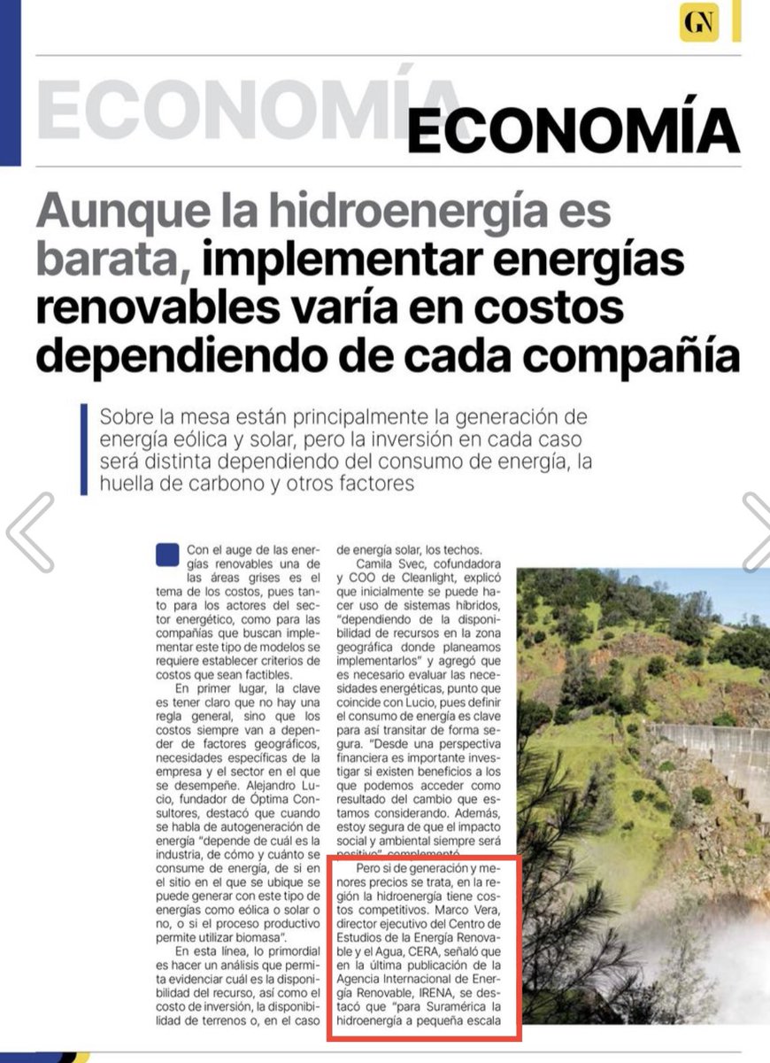 marco_vera's tweet photo. Nuestros comentarios en la Revista G&amp;N desde @CeeraColombia, el gremio de las #PCHs y Centrales hidro a filo de agua independientes (IPP) por la promoción de la Hidro a pequeña escala como #FNCER y que aporta al cumplimiento de la Transición Energética:
https://t.co/7GPGnrLUzO https://t.co/UxTE3sCjJI