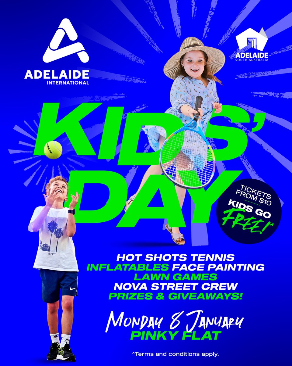 Kids Day is back and BIGGER than ever for 2024 🎉

Mark your calendars for January 8 from 10am - 2pm for a day packed with giant games, inflatables, Hot Shots tennis, giveaways and more  🎾

Kids go FREE and adults from $10. Grab your tickets: bit.ly/3ZqLiFE