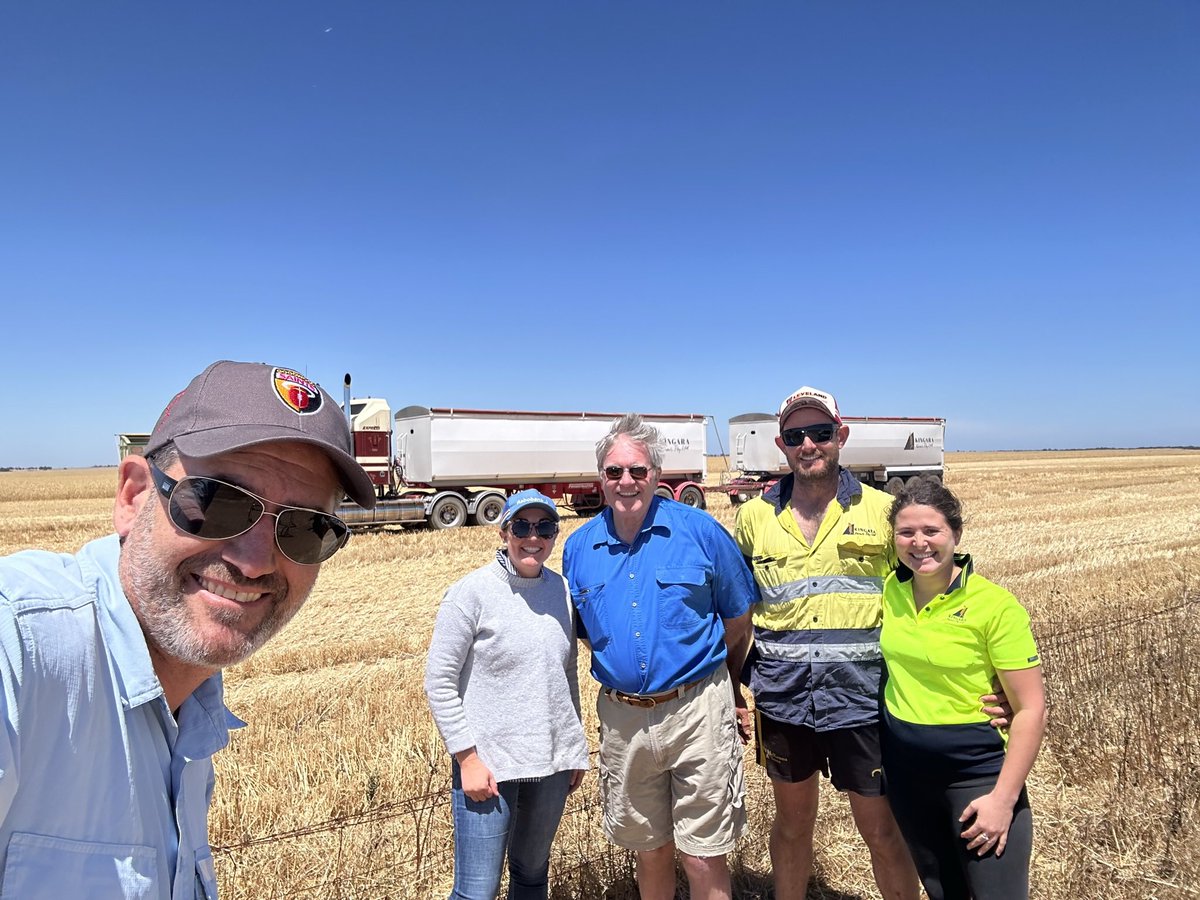 andrewpolk7's tweet photo. Some of the best crop for the year. Much better than the worst.  And part of the harvest and business team. Good to have our accountant and bank manager out to see where some of the money comes from and goes to. https://t.co/LTwzE3GMwO