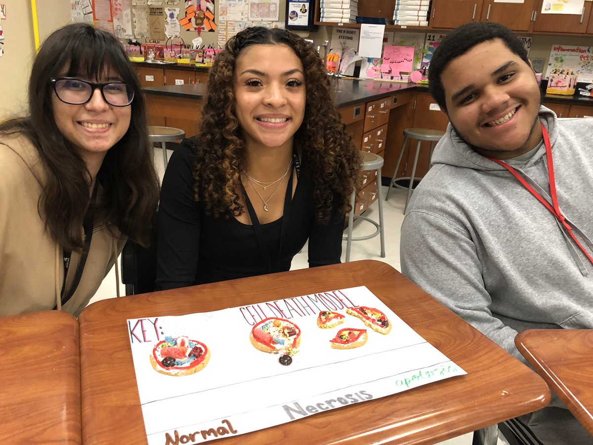 PhsReece's tweet photo. Cell death never looked so good!  PHS Pathophysiology students construct edible models of cell death by Necrosis and Apoptosis.  Students depict the structural, ionic, and  cell process changes that occur in irreversible cell injury. @PorterSpartans @CTENCISD @condarco_cesar https://t.co/IVy4dC7R3g