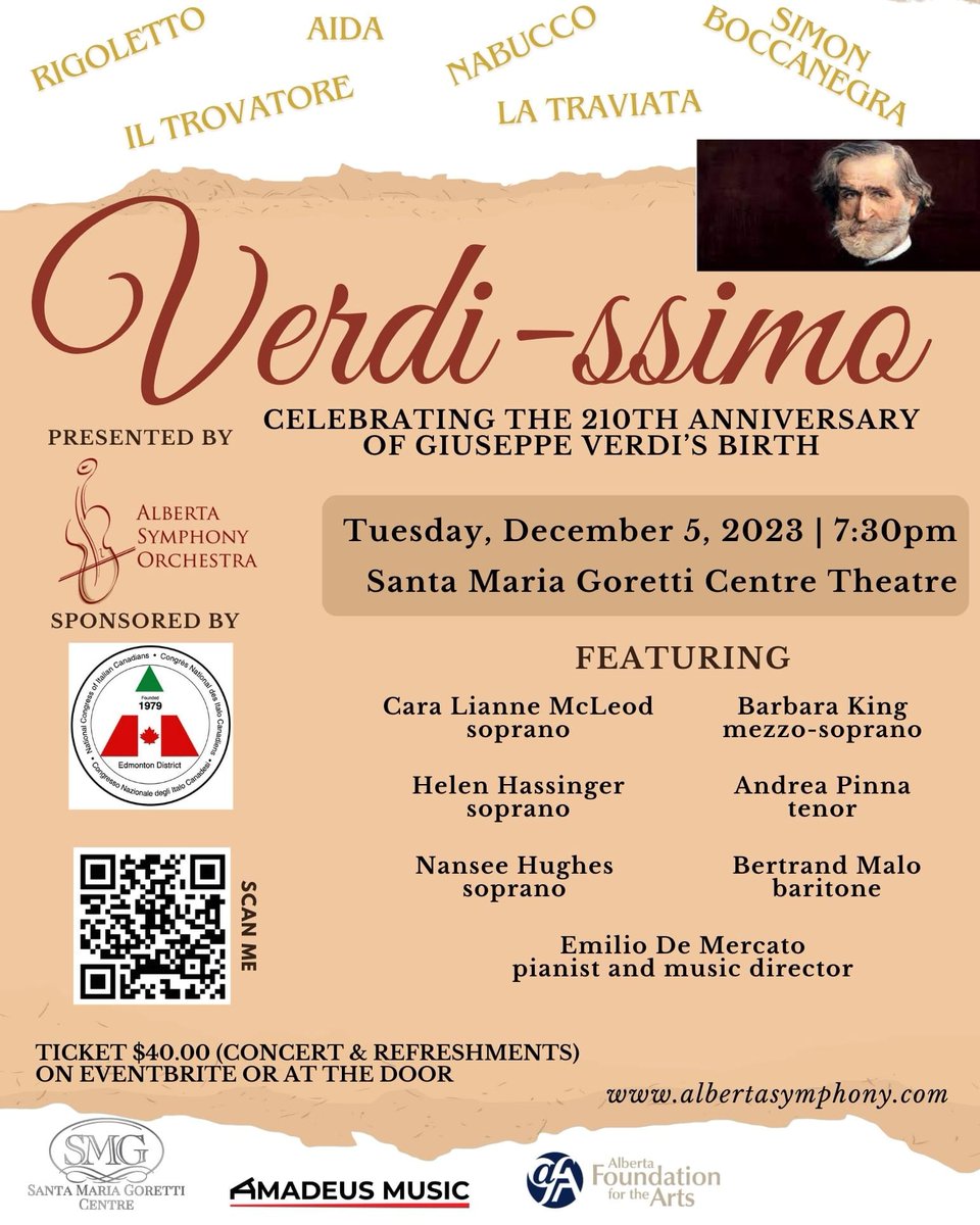 e_de_mercato's tweet photo. Celebrating Verdi's Anniversary with Verdi-ssimo in Edmonton on Dec 5. Tickets on Eventbrite. #Edmonton #Yeg #opera #edmontonopera #piano #pianist @edmontonjournal @GlobalEdmonton @ctvedmonton  @edmontonopera @Cara_L_McLeod @Edmontonsun @CityNewsYEG https://t.co/w1eQlExZIs